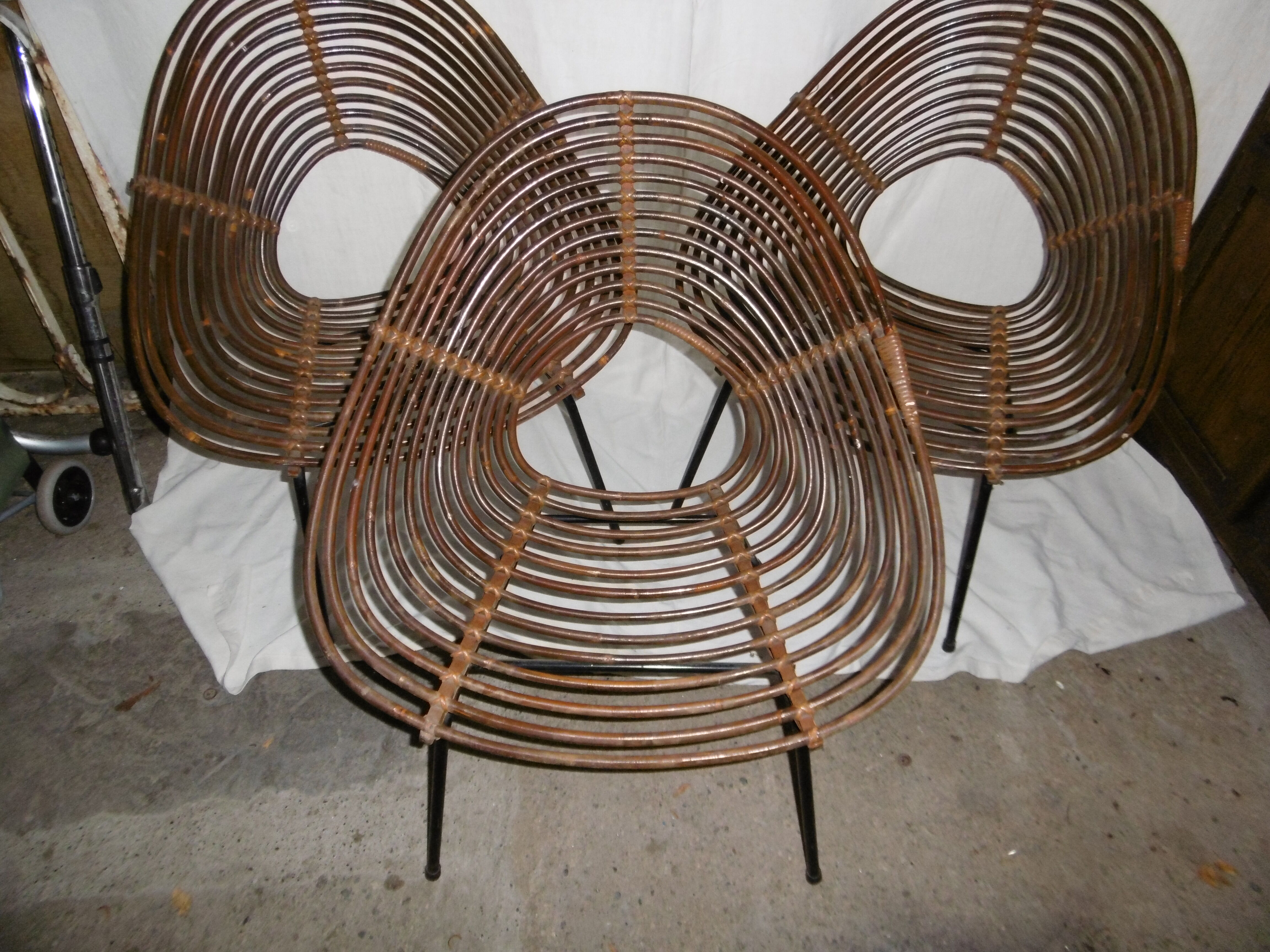 Rattan and wicker shell armchair