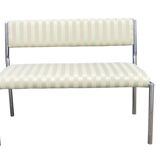 Chrome Bench Green Stripped 1970s Hollywood Regency Modernist Vintage