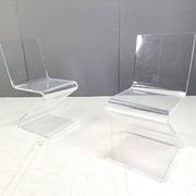 Pair of lucite zigzag dining chairs, 1980s