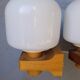 Pair of vintage 1960 wood/glass wall lights