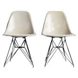 Pair of vintage Charles Eames eggshell and fiberglass chairs