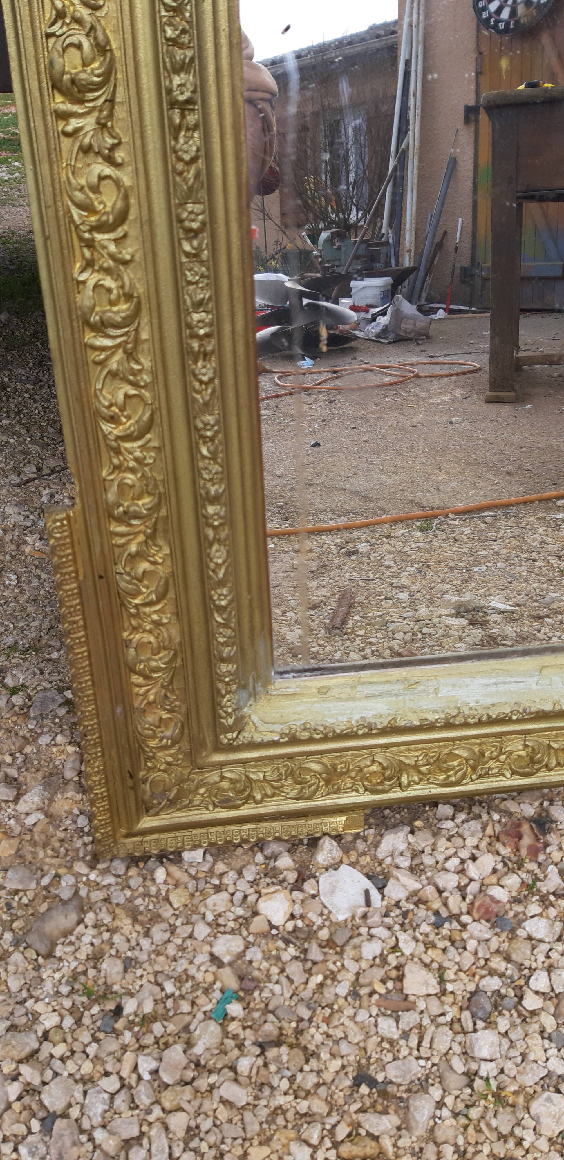 Mirror 19 th wood and golden stuc 156x87cm