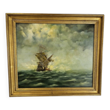 Oil on canvas marine — signed Stockfisch 87