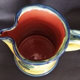Vintage earthenware pitcher with a glossy finish, signature to be identified, 20th-century ceramics.