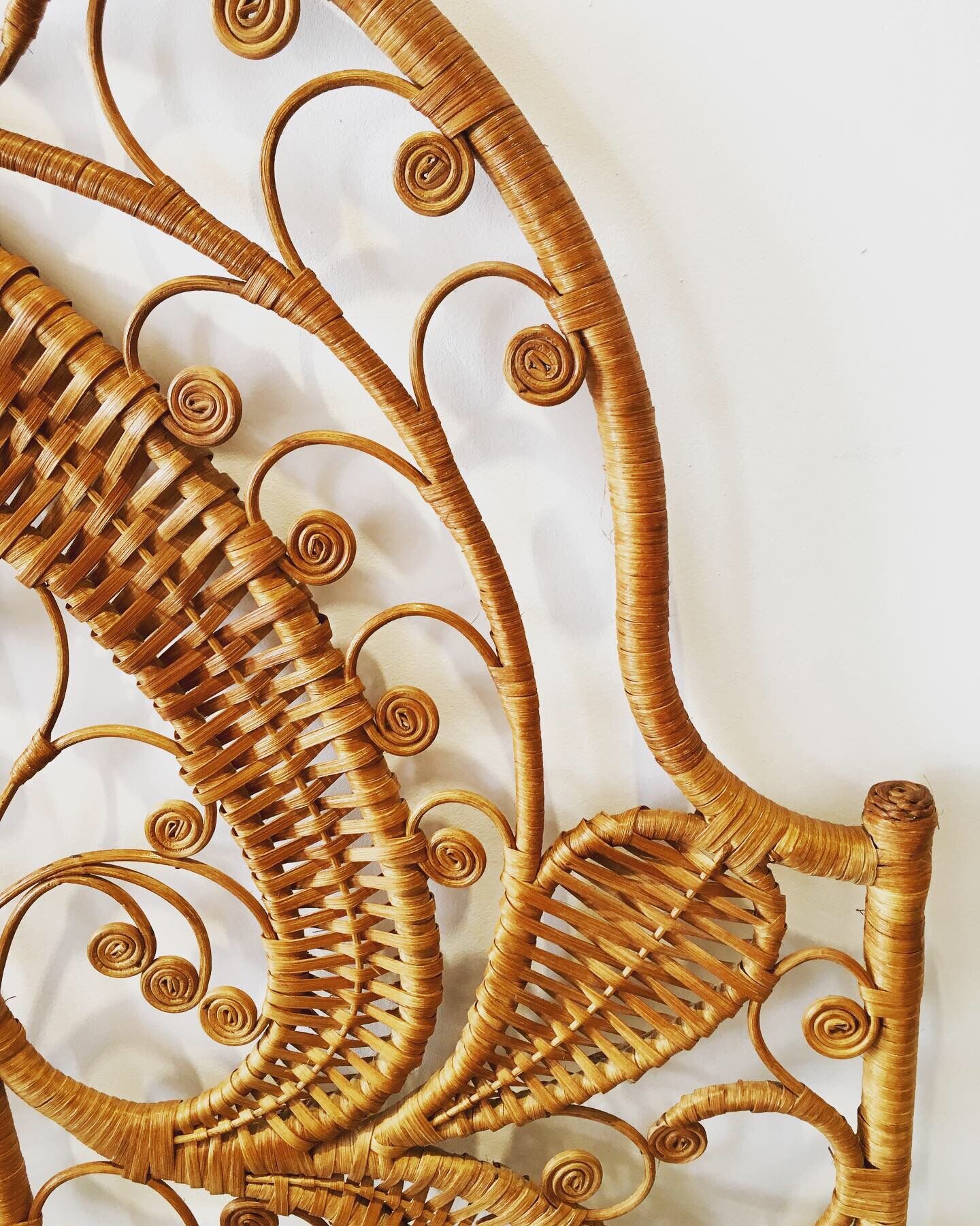Peacock rattan headboard