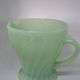 Vintage Fire-King Jadeite Swirl/Shell Coffee Set – 6 Pcs (Original Label)