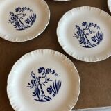 Set of 8 Digoin dessert plates blue white birds paradise model