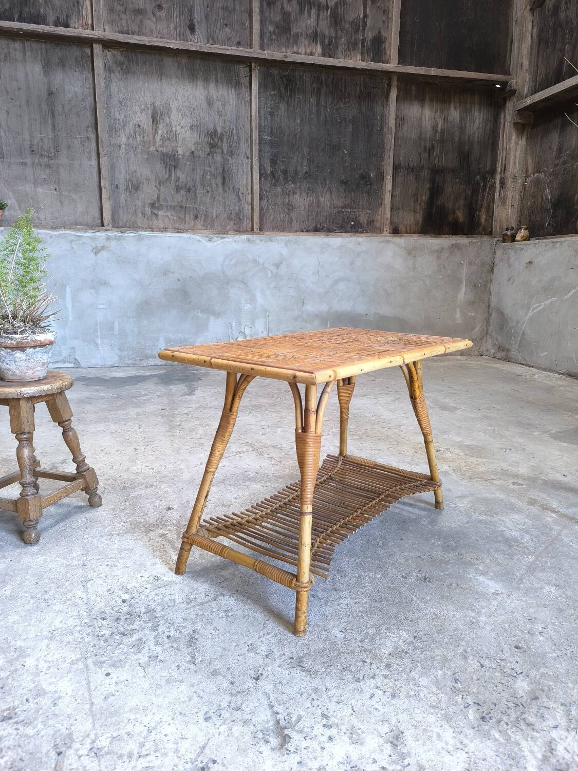 Vintage rattan coffee table