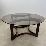 Antique rosewood coffee table with glass top designed by Ingmar Relling for Westnofa, vintage 70s
