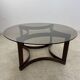 Ancienne table basse en palissandre et plateau de verre design Ingmar Relling pour Westnofa vintag annees 70