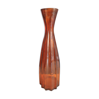 Vintage orange vintage pleated thick glass vase