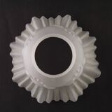 Abat-jour décoratif français vintage blanc opaque avec bordure à volants