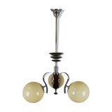 Bauhaus chrome & wood chandelier, 1940
