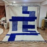 Tapis Berbère 300x200 cm - Motifs Bleus Modernes