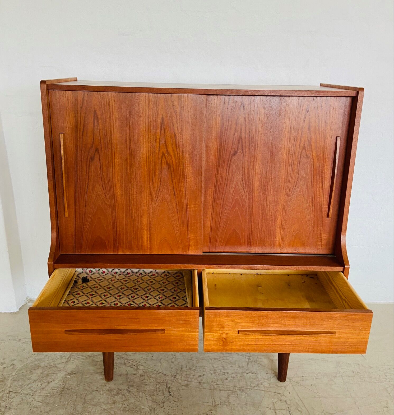 Vintage Danish mid-century teak bar cabinet 1960