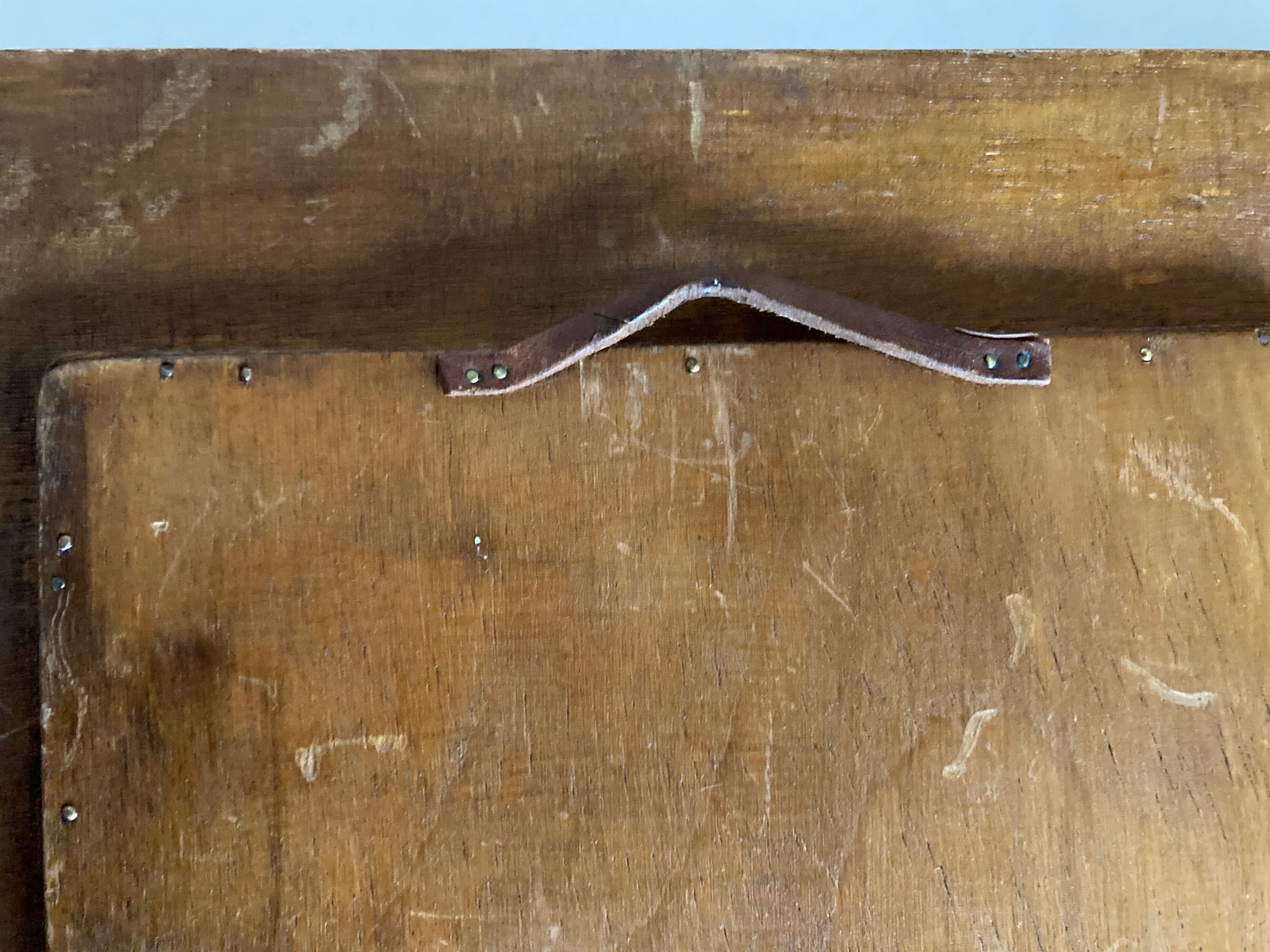 Arts & crafts 1970 mirror in incised resin