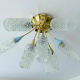 vintage lamp ceiling lamp, 50 years, brass glass, blue beige gold