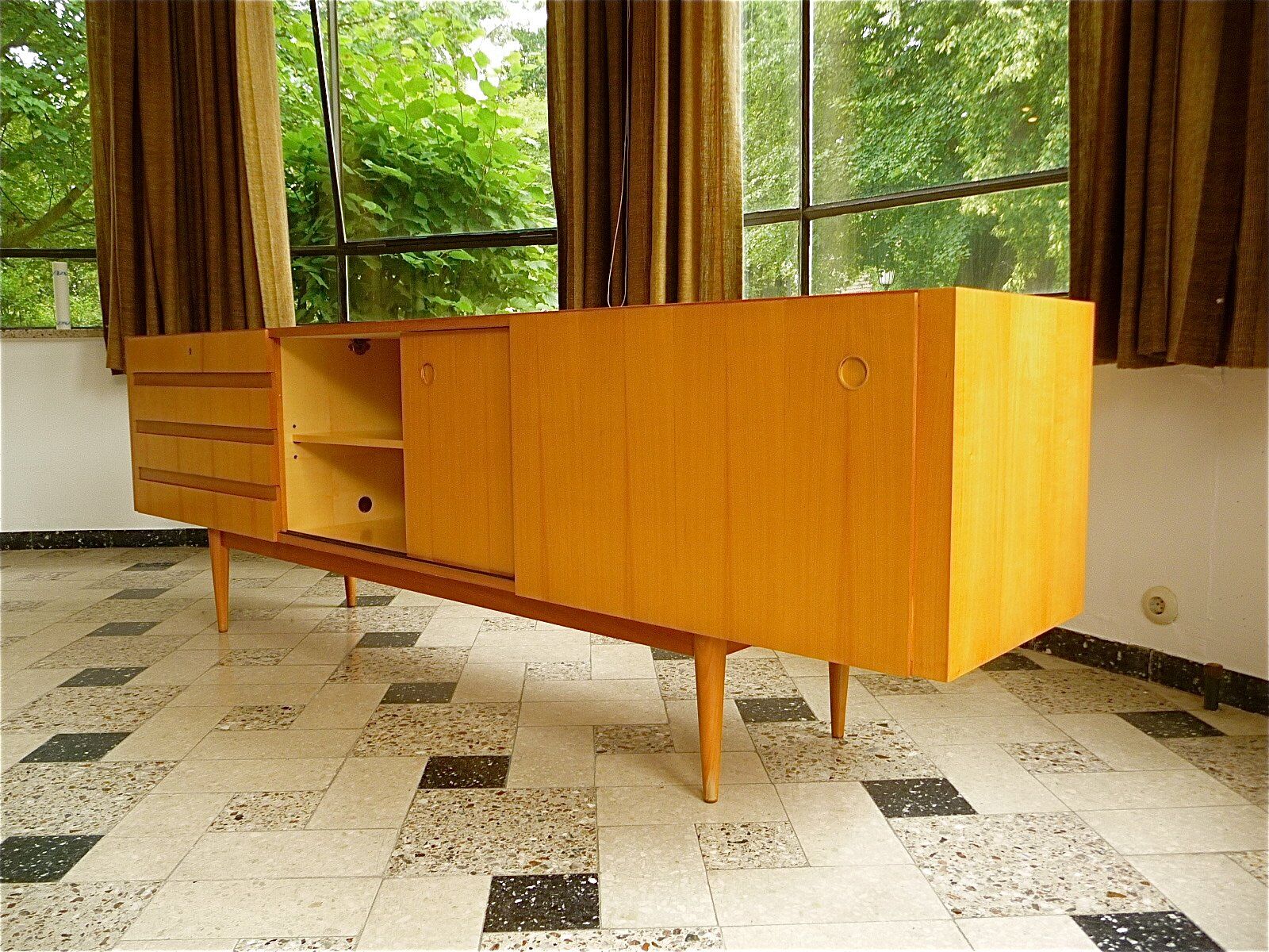 Sideboard in cherrywood with sliding doors from Wilhelm Renz, Germany 1960s