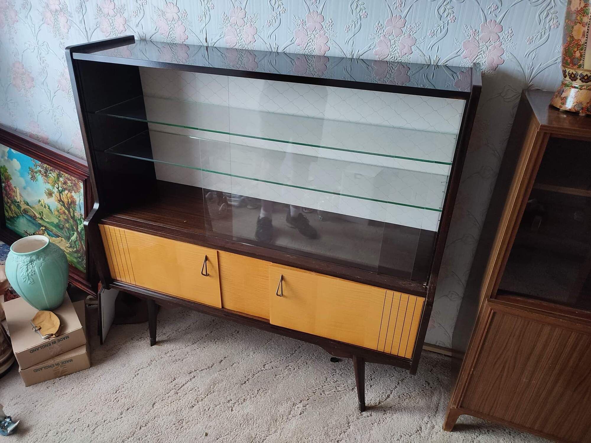 Old showcase buffet furniture vintage scandinavian wood