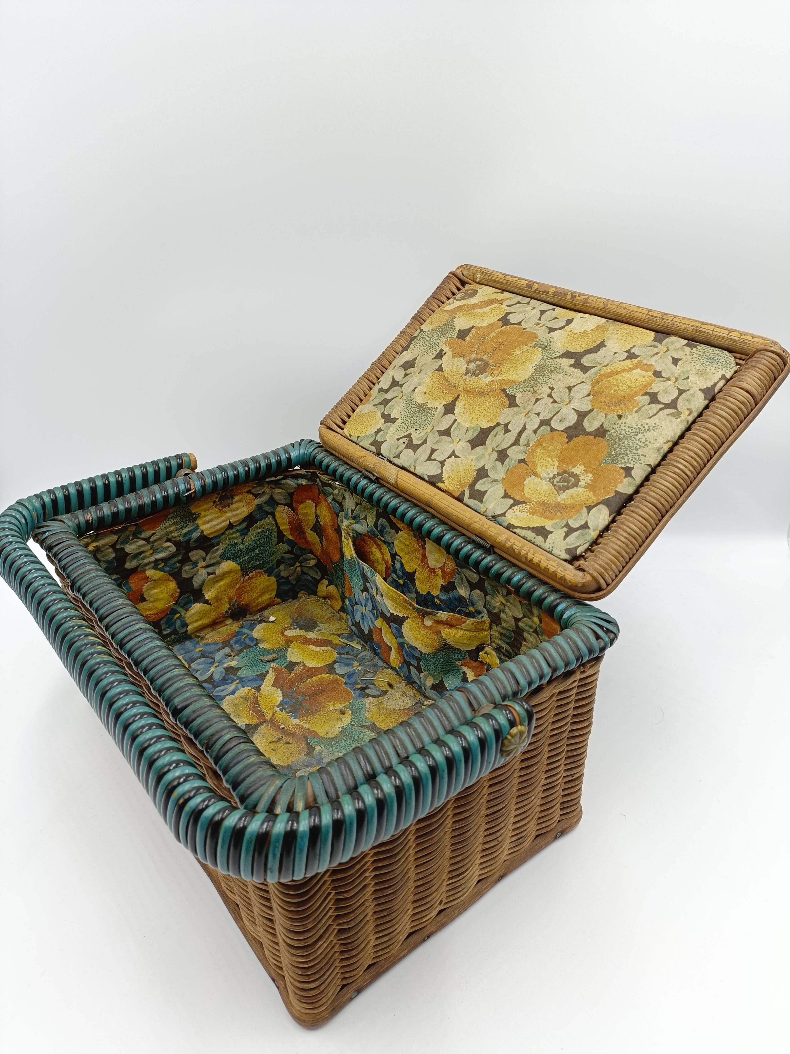 Wicker sewing basket