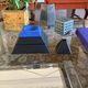 Pyramid shaped stacked ceramic ashtrays / centerpiece Amalgames France 1980