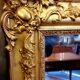 Mirror regency style floral decorations 19th - gilded stucco wood 76x100cm