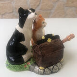 Salt shaker, pepper and mustard maker, dog, cat