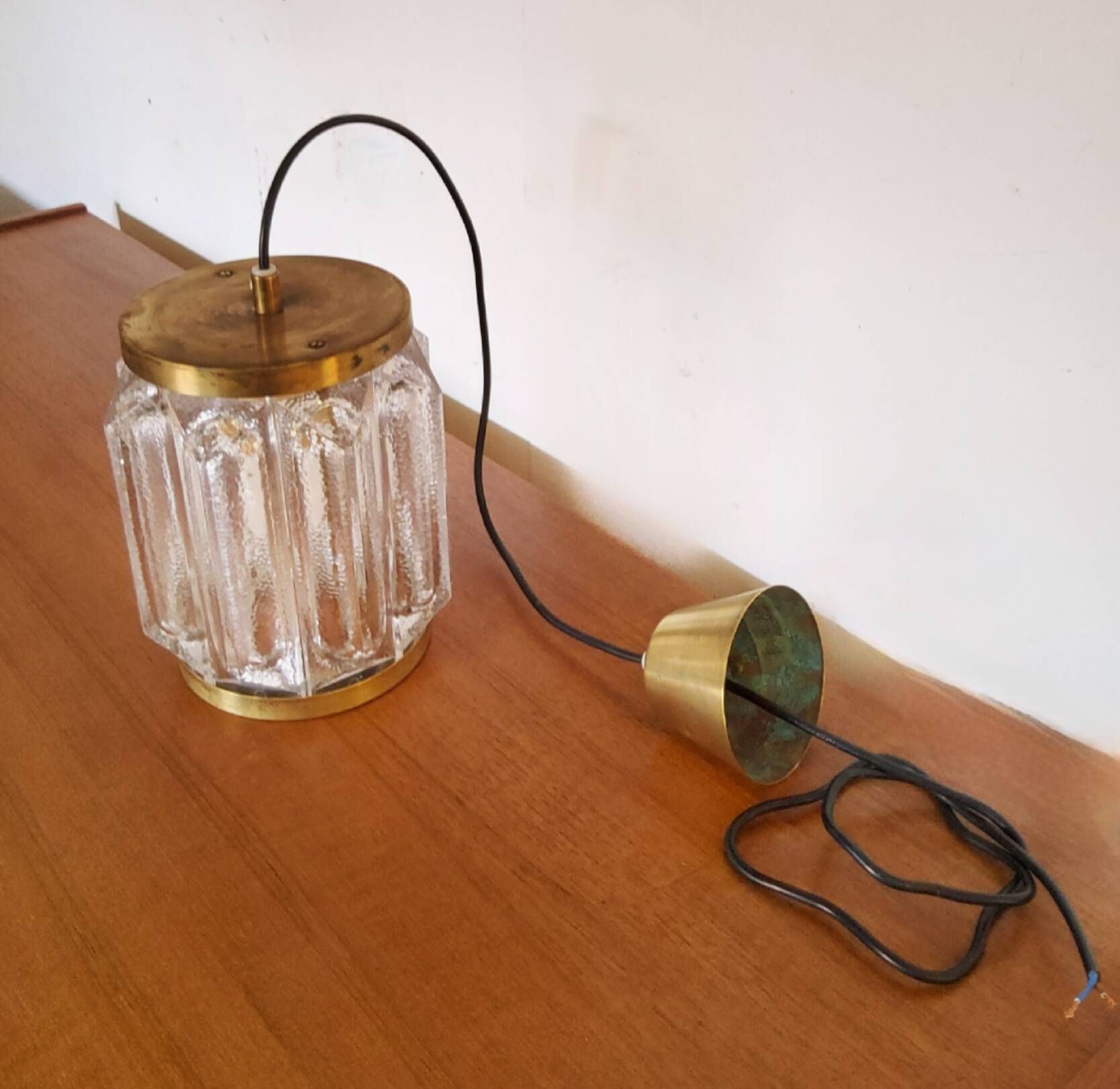 Scandinavian brass and glass pendant for Reijmyre by Paul Kedelv
