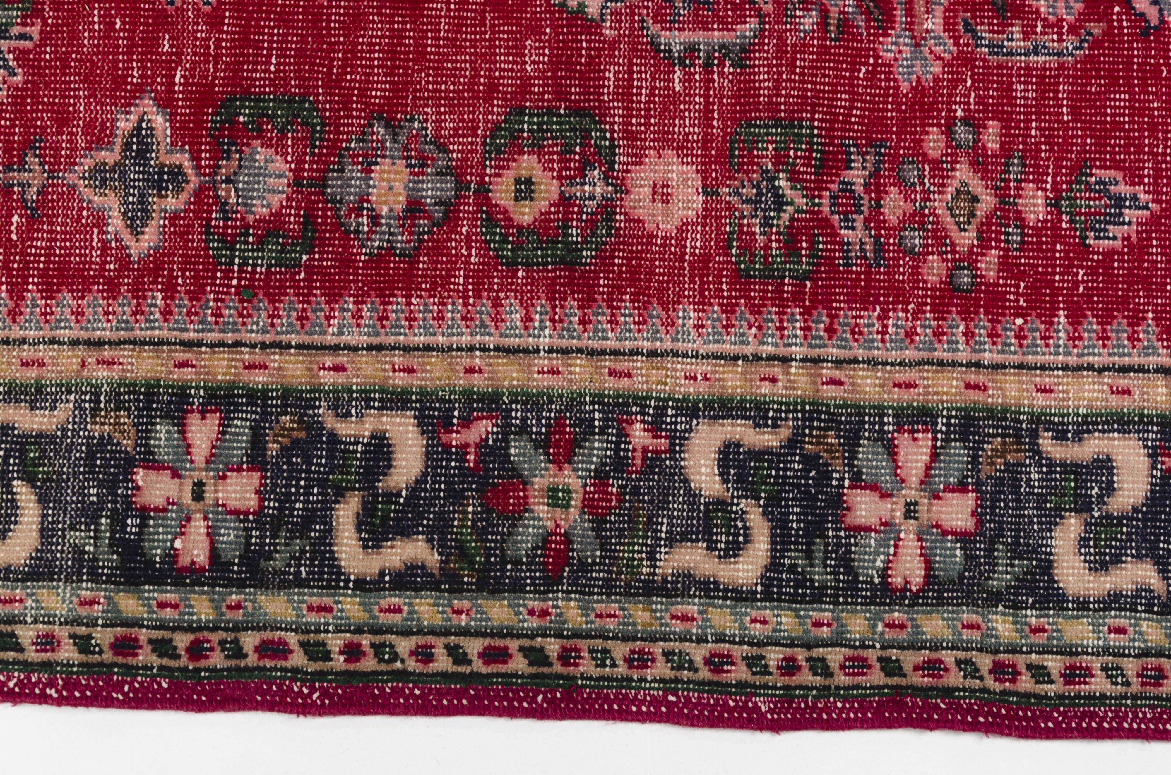 Red Geometric Oushak Handknotted Rug