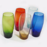 5 old multicolored glasses