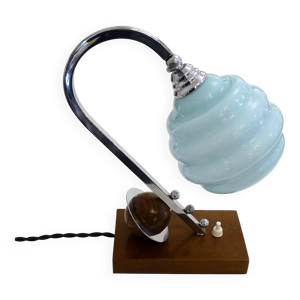 Lampe Art Déco, saturne - opaline bleue