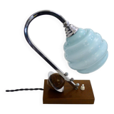 Lampe Art Déco, saturne & opaline bleue 1930'