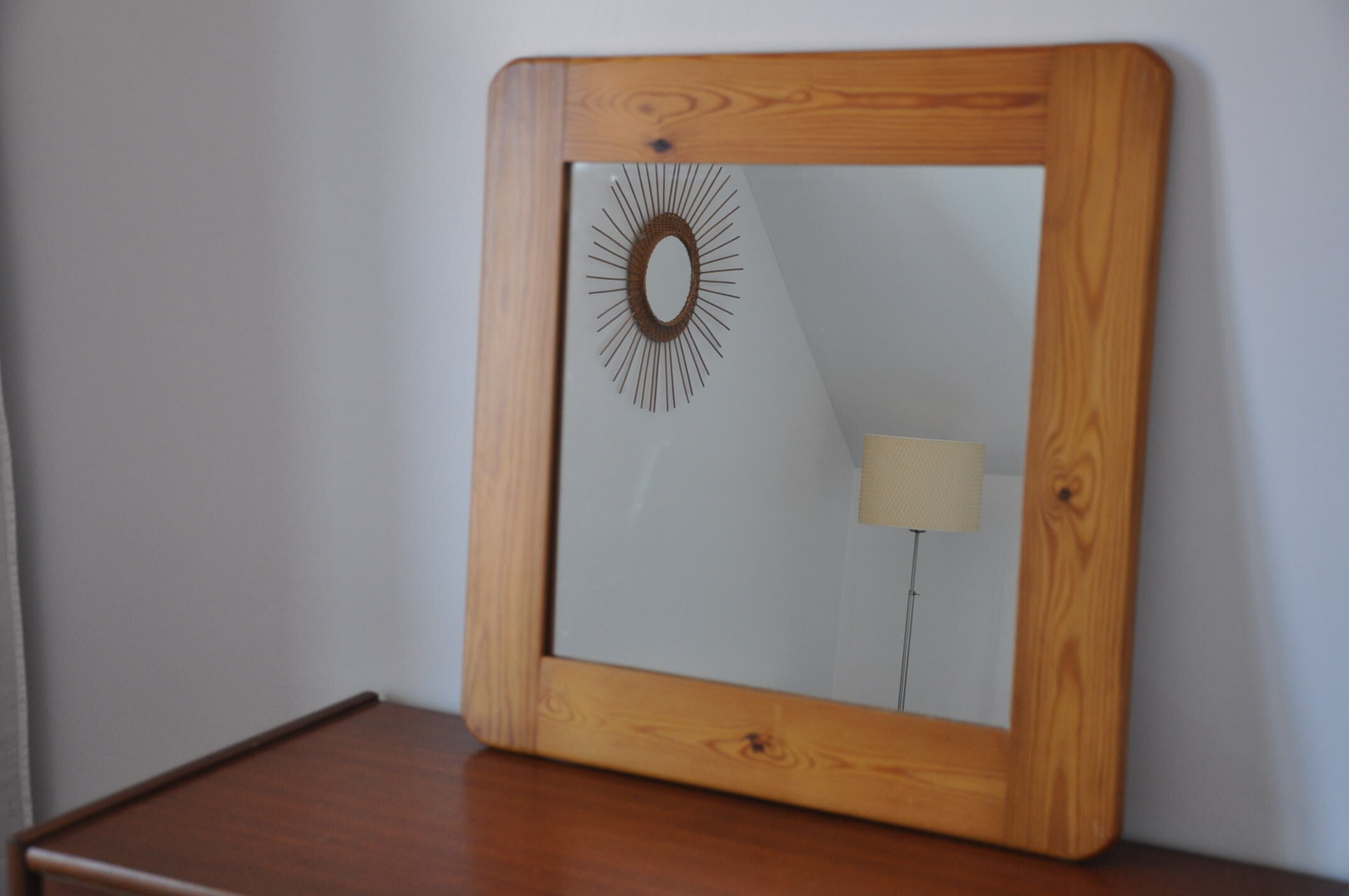 Wooden mirror 70s pine