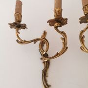 Pair of bronze wall appliques, Louis XV, signed RR