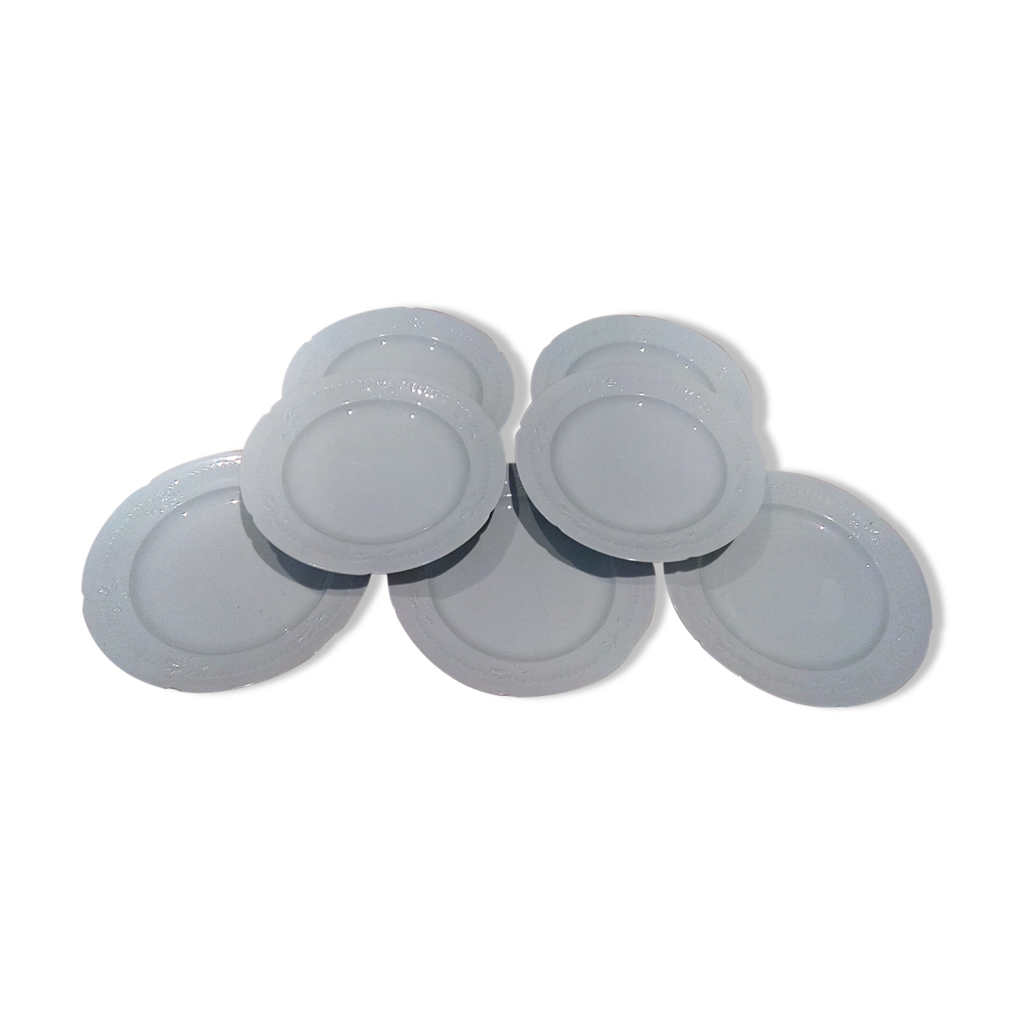 Set of 8 flat white plates Limoges