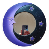 Miroir lune en bois / violet & noir