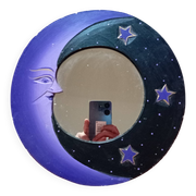 Miroir lune en bois / violet & noir