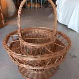 Wicker basket for glasses and bottles. Vintage
