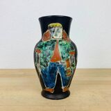 Ceramic vase by Hans Schneider in Steffisburg, Switzerland, folk art, vintage
