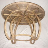 table rattan & 2 stools Indochina 1950