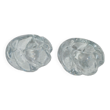 Pair of bubble crystal ashtrays