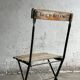 Vintage 1930 brewery terrace table with green metal and wooden folding chair