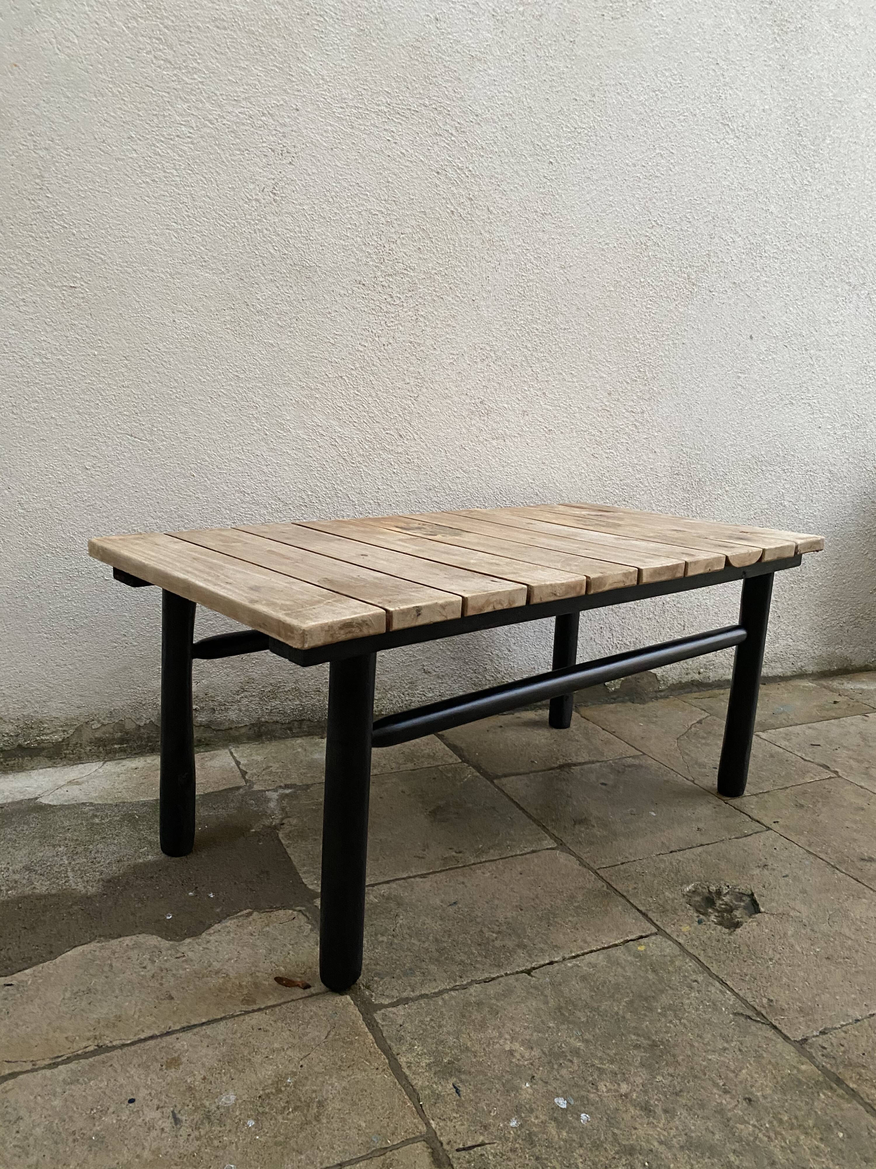 Banc bois brut noir