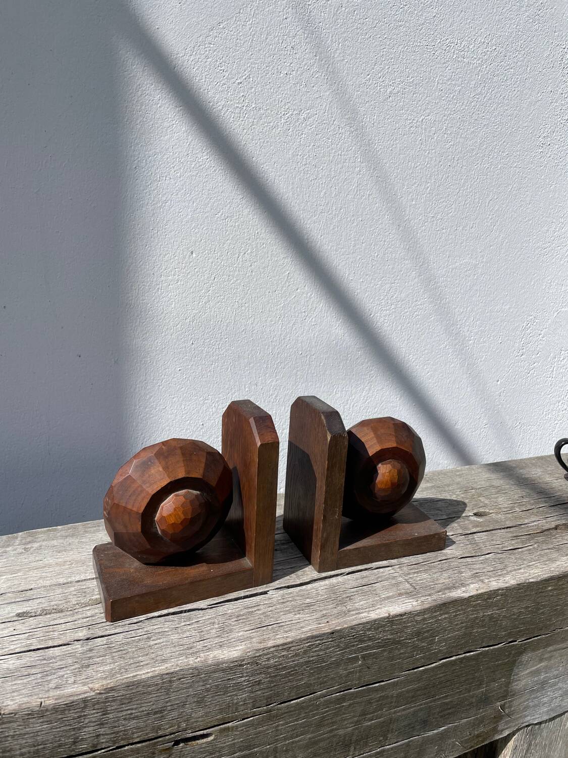Art Deco wooden bookends