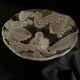 Fruit bowl, made of glass, with frosted decoration and base, luminous.