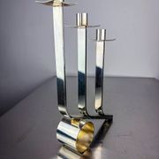 Art Deco 3-flame candelabra in stainless steel, France