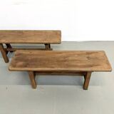 Pair of small solid oak benches - 1950s