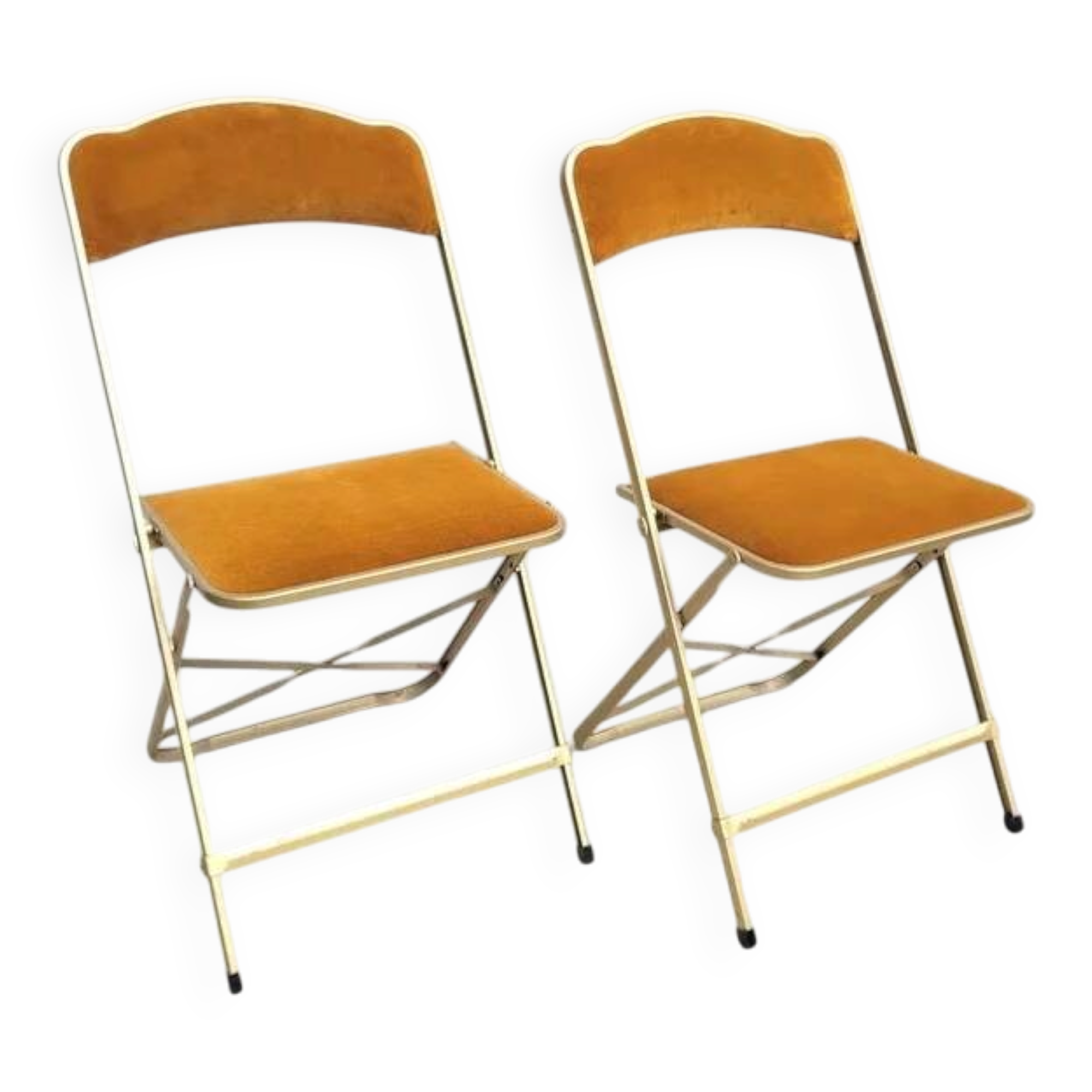 Pair of vintage mustard Opera chairs from the 70s.