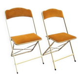 Pair of vintage mustard Opera chairs from the 70s.