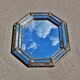 Octagonal Hollywood Regency Mirror with Floral Brass Accents, 1970s